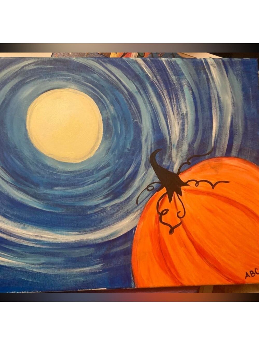 Abstract Blue and Orange Canvas Art handmade by me
